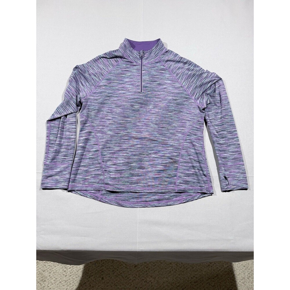 Ideology Women's Purple 1/4 Zip Pullover Thumbholes Activewear Top Size XXL